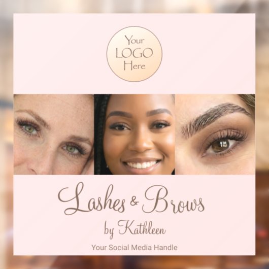 Blush Pink Script Logo Photo Lashes Brows Studio Raamsticker (Vel 2)