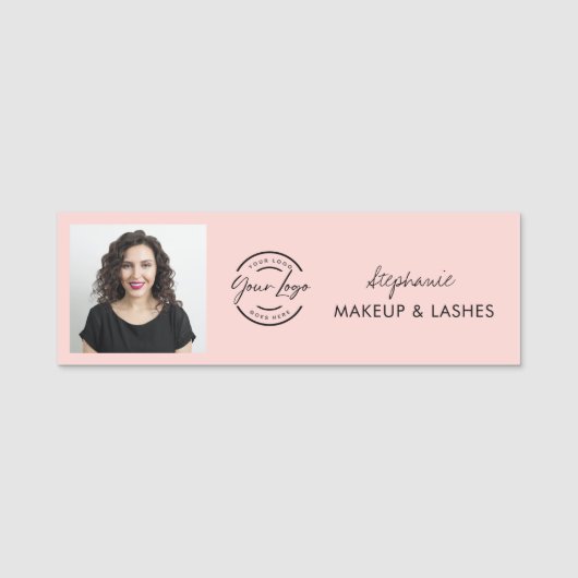 Blush Pink Script Logo Photo Lashes Naamplaatje (Voorkant)