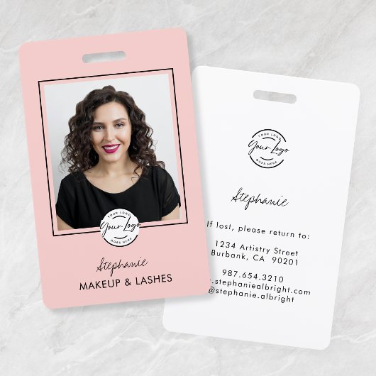 Blush Pink Script Logo Photo Lashes Studio Badge