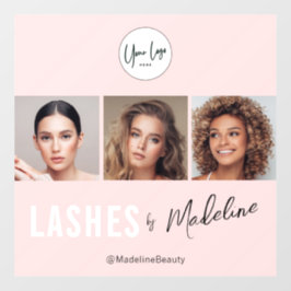 Blush Pink Script Logo Photo Lashes Studio Raamsticker
