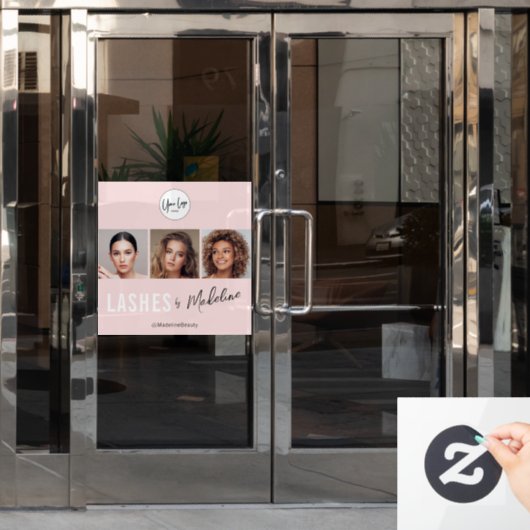 Blush Pink Script Logo Photo Lashes Studio Raamsticker (Kantoordeur)