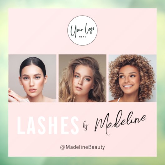 Blush Pink Script Logo Photo Lashes Studio Raamsticker (Vel 3)