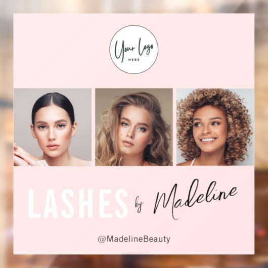 Blush Pink Script Logo Photo Lashes Studio Raamsticker (Vel 2)