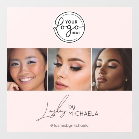 Blush Pink Script Logo Photo Lashes Studio Raamsticker (Vel)