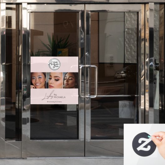Blush Pink Script Logo Photo Lashes Studio Raamsticker (Kantoordeur)