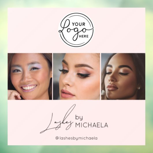 Blush Pink Script Logo Photo Lashes Studio Raamsticker (Vel 3)