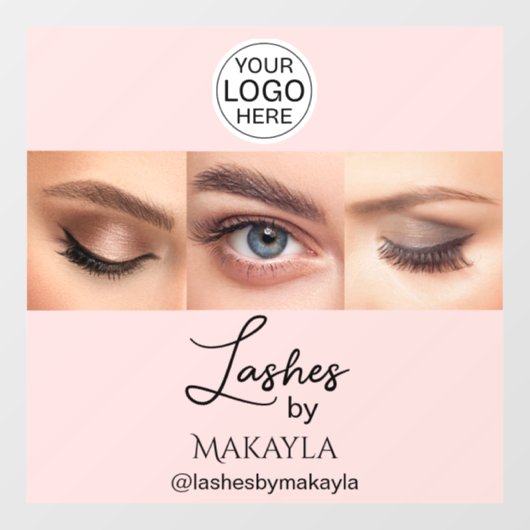 Blush Pink Script Logo Photo Lashes Studio Raamsticker (Vel)