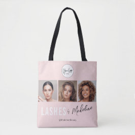Blush Pink Script Logo Photo Lashes Studio Tote Bag