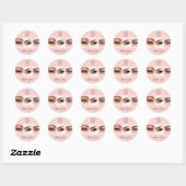 Blush Pink Script Logo Photo Lashes Thank You Ronde Sticker (Vel)