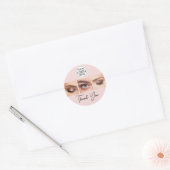 Blush Pink Script Logo Photo Lashes Thank You Ronde Sticker (Envelop)