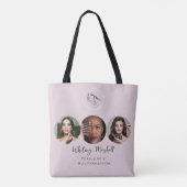 Blush Pink Script Logo Photo Makeup Artist Tote Bag (Achterkant)