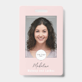 Blush Pink Script Logo Photo Makeup Badge