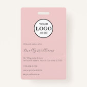 Blush Pink Script Logo Photo Makeup Badge (Achterkant)