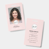 Blush Pink Script Logo Photo Makeup Badge (Voor- en achterkant)