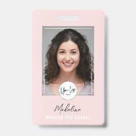 Blush Pink Script Logo Photo Makeup Badge
