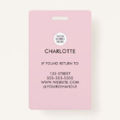 Blush Pink Script Logo Photo Makeup  Badge (Achterkant)