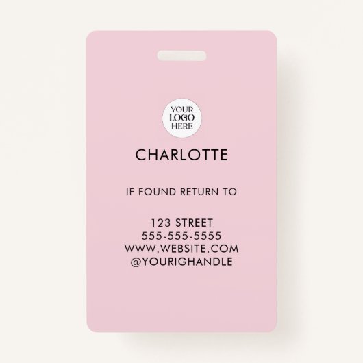 Blush Pink Script Logo Photo Makeup  Badge (Achterkant)