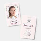 Blush Pink Script Logo Photo Makeup Badge (Voor- en achterkant)