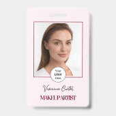 Blush Pink Script Logo Photo Makeup Badge (Voorkant)