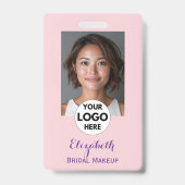 Blush Pink Script Logo Photo Makeup Badge (Voorzijde)