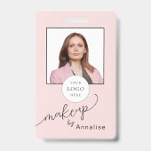 Blush Pink Script Logo Photo Makeup Badge (Voorkant)