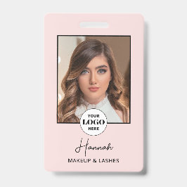 Blush Pink Script Logo Photo Makeup Badge