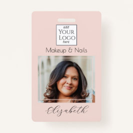 Blush Pink Script Logo Photo Makeup Badge