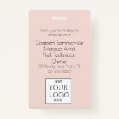 Blush Pink Script Logo Photo Makeup Badge (Achterkant)