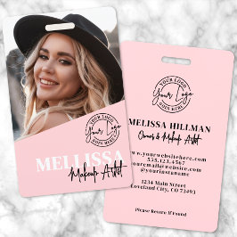 Blush Pink Script Logo Photo Makeup Badge