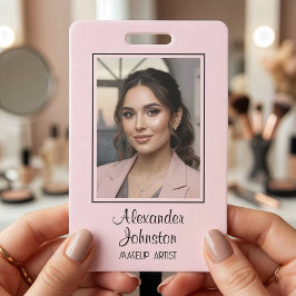 Blush Pink Script Logo Photo Makeup Badge