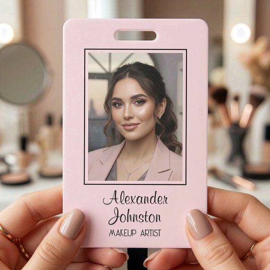 Blush Pink Script Logo Photo Makeup Badge
