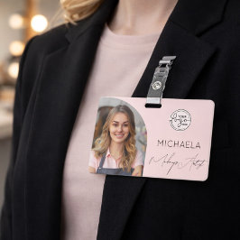 Blush Pink Script Logo Photo Makeup Badge