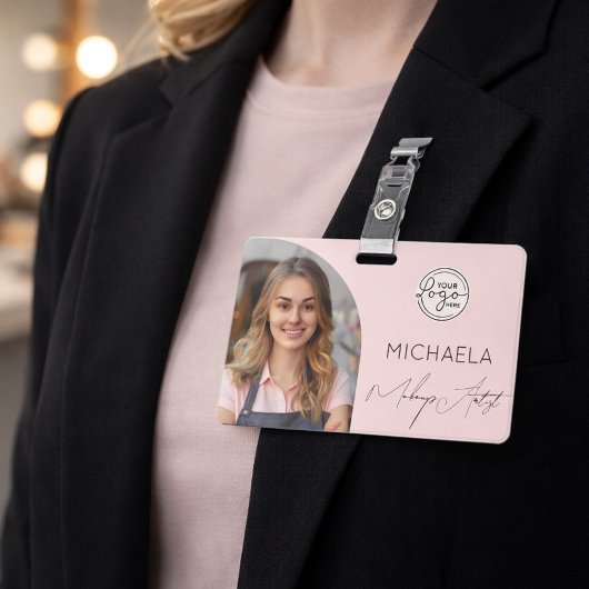 Blush Pink Script Logo Photo Makeup Badge