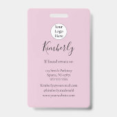 Blush Pink Script Logo Photo Makeup Badge (Achterkant)