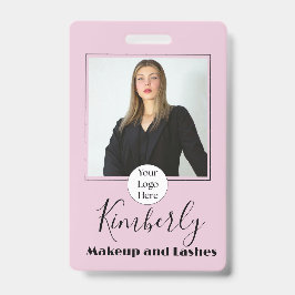 Blush Pink Script Logo Photo Makeup Badge