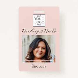 Blush Pink Script Logo Photo Makeup Badge