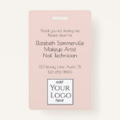 Blush Pink Script Logo Photo Makeup Badge (Achterkant)