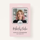 Blush Pink Script Logo Photo Makeup  Badge (Voorkant)