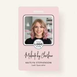 Blush Pink Script Logo Photo Makeup  Badge