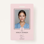 Blush Pink Script Logo Photo Makeup Badge (Voorkant)