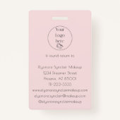Blush Pink Script Logo Photo Makeup Badge (Achterkant)