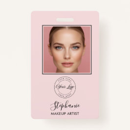Blush Pink Script Logo Photo Makeup Badge