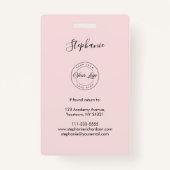 Blush Pink Script Logo Photo Makeup Badge (Achterkant)