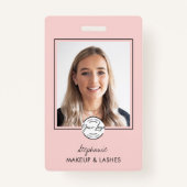 Blush Pink Script Logo Photo Makeup Badge (Voorkant)
