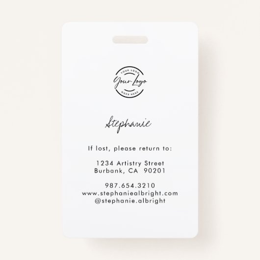 Blush Pink Script Logo Photo Makeup Badge (Achterkant)
