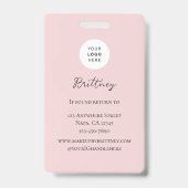 Blush Pink Script Logo Photo Makeup Badge Custom (Achterkant)