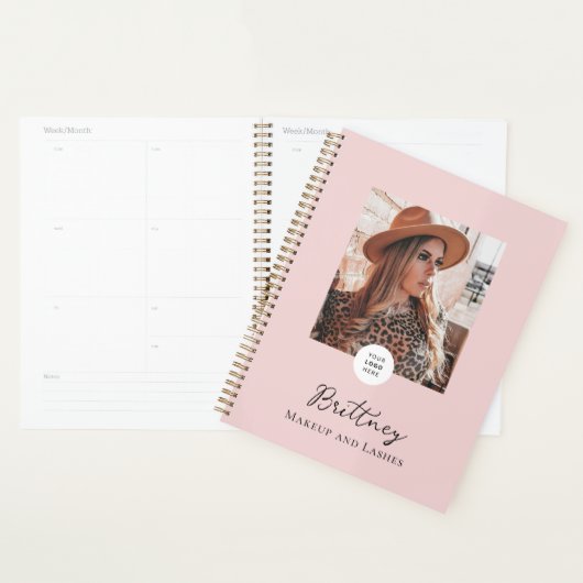 Blush Pink Script Logo Photo Makeup Customizable  Planner (Display)