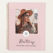 Blush Pink Script Logo Photo Makeup Customizable  Planner (Voorkant)