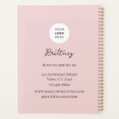 Blush Pink Script Logo Photo Makeup Customizable  Planner (Achterkant)