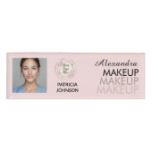 Blush Pink Script Logo Photo Makeup Naambadge (Voorkant)